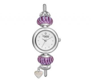 Caravelle by Bulova Lavender Beads Charm Bracelet Watch —