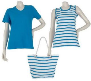 Sport Savvy T Shirt, Tank, and Bag Set with Stripe Detail —