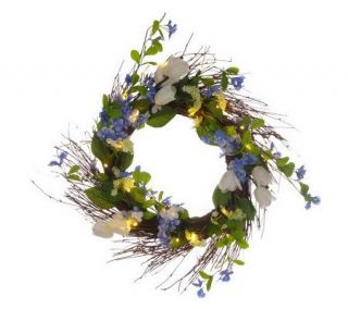 BethlehemLights BatteryOperated 25 Floral Bouquet Wreath with Timer 