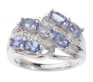 Sterling 1.25 ct tw Tanzanite Oval Multi row Ring —