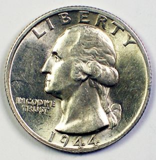 1944 s Brilliant Washington Quarter Silver Coin