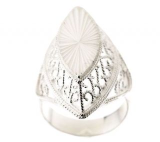 As Is Sterl. Diamond Cut & Filigree Marquise Ring —