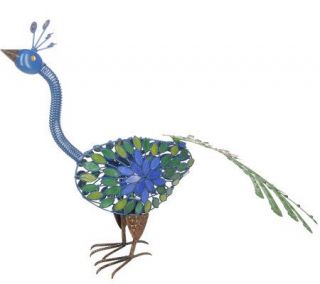 Metal Peacock 21 Statuary w/ Glass Mosaic Design by Exhart —