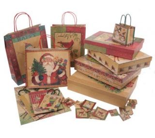 28 piece Holiday Kraft Gift Bag and Box Assortment —