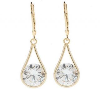 Diamonique Sterling or 14K Gold Clad Round Drop Earrings —