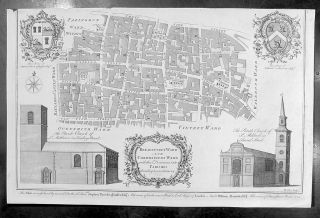 1754 Cole Old Map Breadstreet Cordwainer Wards London