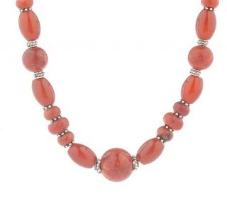 Artisan Crafted Sterling 27 Carnelian & Sponge Coral Necklace