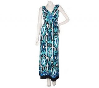 by Marc Bouwer Ikat Print Maxi Dress with Embellishment —