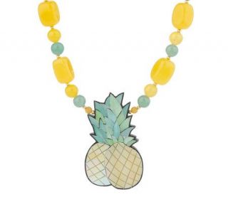 Lee Sands Pineapple Inlay Pendant & Gemstone Bead 19 Necklace