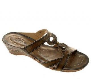 Spring Step Paprika Leather Slide Sandals —