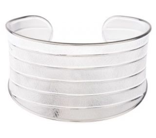 Arte dArgento Sterling Bold Satin and Polished Ribbed Cuff, 28.0g