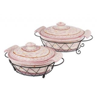 Temp tations Old World Set of 2 Covered Oval Bakers —