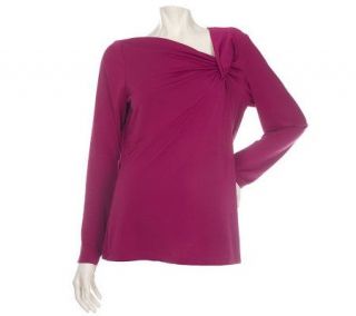 Susan Graver Liquid Knit Asymmetrical Long Sleeve Shirt —