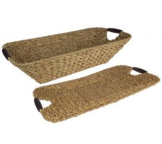 Hip Chix Woven Seagrass Tray and Basket Set —