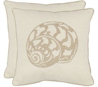 Safavieh Set of 2 18x18 Palmer Seashell Applique Pillows —
