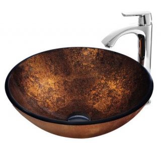 Vigo Russet Glass Vessel Sink and Faucet Set —