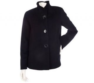 Ellen by Ellen Tracy Wool Button Front Paneled Swing Coat —