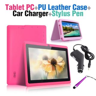 Android 4 0 Capacitive Tablet PC PU Leather Case Car Charger Stylus