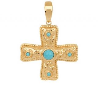 Polished & Textured Turquoise Cross Enhancer 14K Gold —