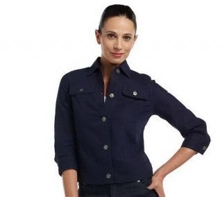 Isaac Mizrahi Live Button Front Jacket with Pockets —
