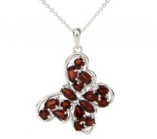 70 ct tw Garnet Butterfly Sterling Pendan w/ Chain —