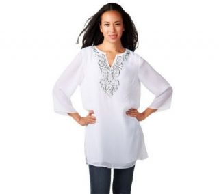 Mark of Style by Mark Zunino 3/4 Sleeve Tunic with Embroidery