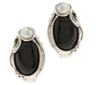 Hagit Gorali Sterling Onyx & Cultured Pearl Earrings   J147539