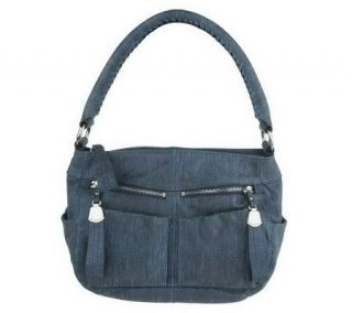 As Is B.Makowsky Metallic Weave Leather Shoulder Bag —