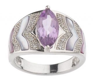 Sterling 1.35 ct Amethyst and Mother of Pearl Ring —