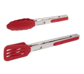 David Burke 2 piece Magnetic Tong Set w/Silicone Accents —