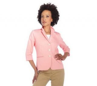 Isaac Mizrahi Live 3/4 Sleeve Matte Lasse Blazer —