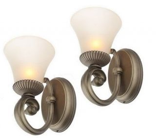 CandleImpressio Set of 2 Wall Sconces w/ Glass Shades with Timer