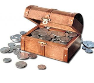 Historic Wooden Treasure Chest of Rare Old Silver Coins —