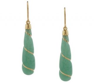 VicenzaGold Elongated Spiral Wrapped Gemstone Earrings, 14K — 