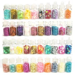  Bottle Nail Art Decoration Glitter Beads Spangle Confetti Lace