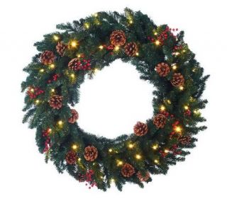 BethlehemLights BatteryOperated 36 Oversized Berry Wreath with Timer 