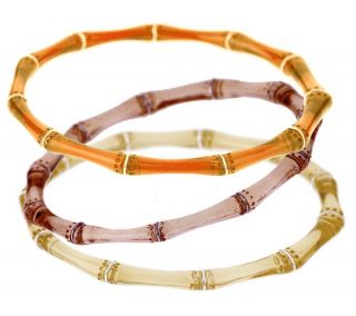 Angelique de Paris Sterling Set of Three Bamboo Style Bracelets