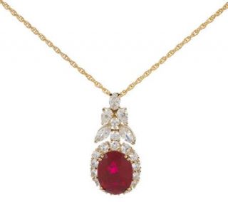 Jacqueline Kennedy Simulated Ruby Drop Pendant with Chain —