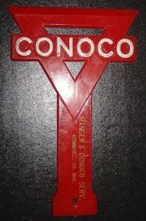 Vintage Conoco Pole Sign Ice Scraper Red Kennebec SD Thermometer South
