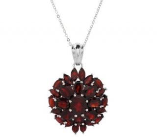 10.00 ct tw Garnet Cluster Sterling Pendant with Chain —