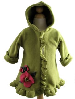 corky company 4 hooded green fleece swing coat