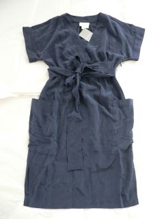 Anthropologie Corliss Dress Size 0 Maeve Silk Navy Blue