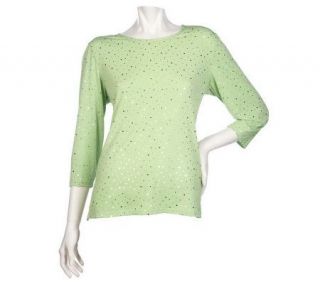 Susan Graver 3/4 Sleeve Liquid Knit Scoop Neck Sparkle Shirt