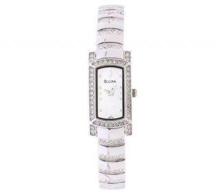 Bulova Ladies Rectangular Swarovski Crystal Watch   J103839