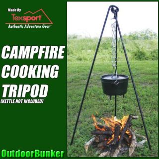New Texsport Portable Campfire Tripod Cast Iron Grill