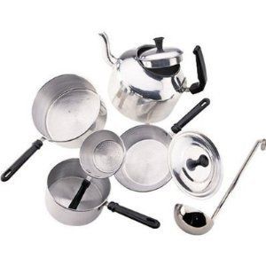 Cooking Set Child Sized Pot Tea Kettle with Lid Frying Pan Saucepan