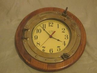 Ritchie Wooden Analog Wall Clock w/ Nautical Glass Port Hole