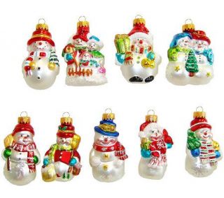 Blown Glass Snowman Ornaments by Sterling  Set of 9 —