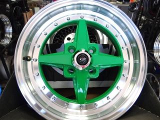  Royal Green Rota Zero Plus w Tires Free Colored Lugs EF EG EK
