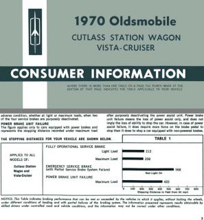 Oldsmobile 1970 Consumer Information Cutlass Station Wagon Vista